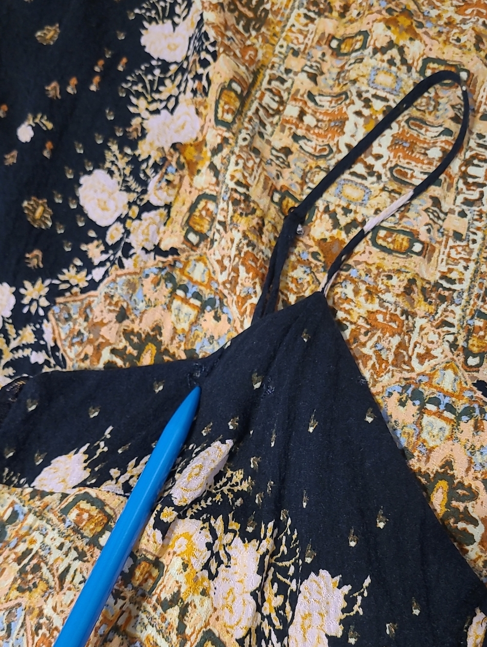 Intimately Free People Morning Song Black Printed Maxi Slip Dress Sz L Button-up - Picture 15 of 15